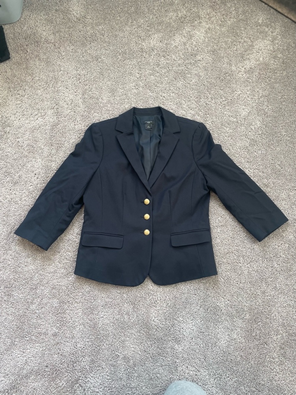 Ann Taylor Petite 10P Navy Blue Gold Button Blazer Suit Jacket Separate